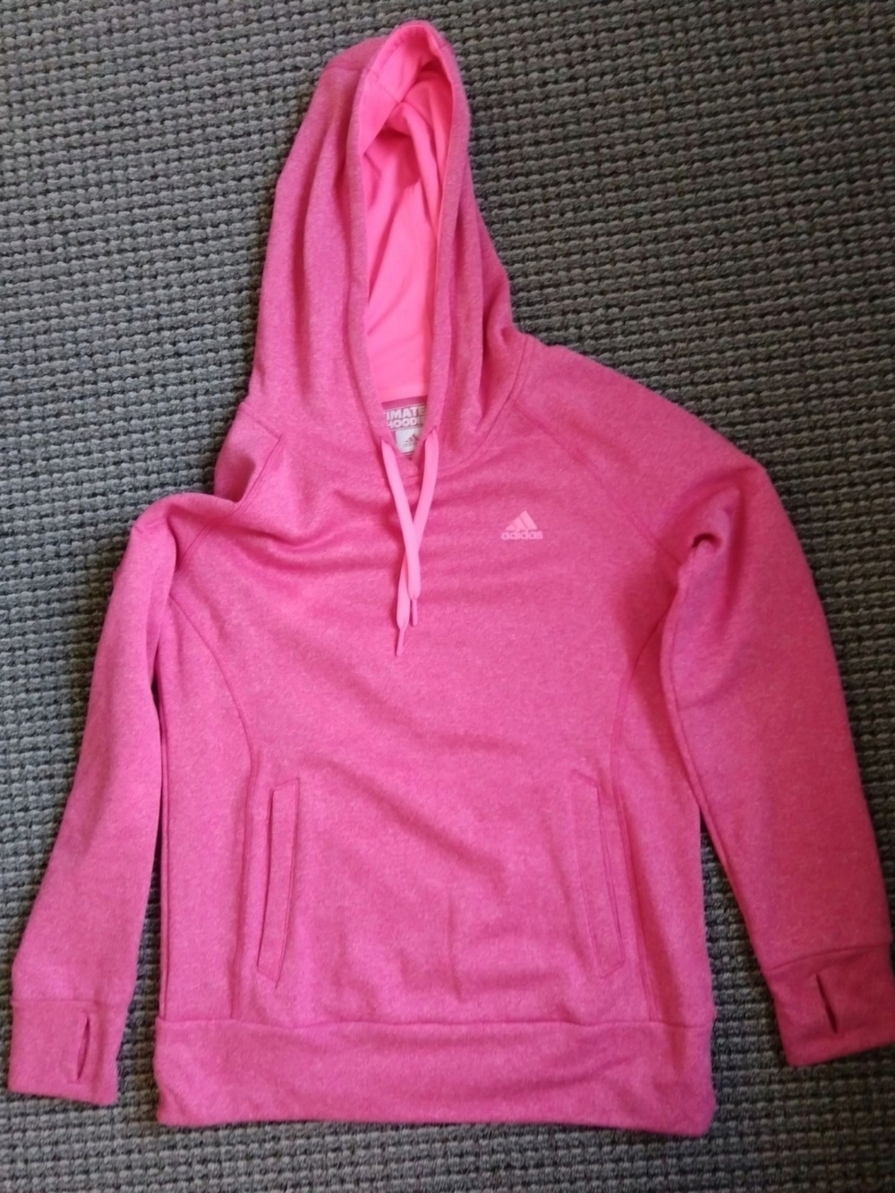 adidas Pink Womens Hooded Sweatshirt - Lightweight Pullover